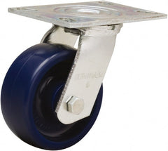 Hamilton - 5" Diam x 2" Wide x 6-1/2" OAH Top Plate Mount Swivel Caster - Polyurethane, 900 Lb Capacity, Sealed Precision Ball Bearing, 4-1/2 x 6-1/4" Plate - Exact Tooling