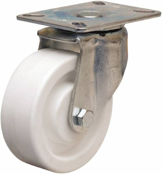 Hamilton - 4" Diam x 1-1/2" Wide x 5-1/16" OAH Top Plate Mount Swivel Caster - Polyolefin, 400 Lb Capacity, Plain Bore Bearing, 3-1/8 x 4-1/8" Plate - Exact Tooling