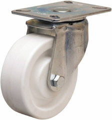 Hamilton - 4" Diam x 1-1/2" Wide x 5-1/16" OAH Top Plate Mount Swivel Caster - Polyolefin, 400 Lb Capacity, Plain Bore Bearing, 3-1/8 x 4-1/8" Plate - Exact Tooling