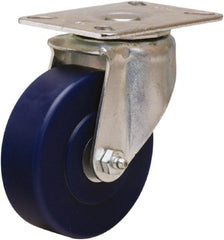 Hamilton - 4" Diam x 1-1/4" Wide x 5-1/16" OAH Top Plate Mount Swivel Caster - Polyurethane, 400 Lb Capacity, Straight Roller Bearing, 3-1/8 x 4-1/8" Plate - Exact Tooling
