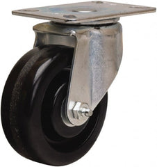 Hamilton - 4" Diam x 1-1/2" Wide x 5-1/16" OAH Top Plate Mount Swivel Caster - Phenolic, 375 Lb Capacity, Straight Roller Bearing, 3-1/8 x 4-1/8" Plate - Exact Tooling