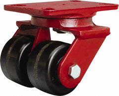 Hamilton - 3-1/4" Diam x 2" Wide x 5-1/4" OAH Top Plate Mount Swivel Caster - Phenolic, 1,400 Lb Capacity, Straight Roller Bearing, 4-1/2 x 6-1/2" Plate - Exact Tooling