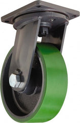 Hamilton - 16" Diam x 5" Wide x 19-1/2" OAH Top Plate Mount Swivel Caster - Polyurethane Mold onto Cast Iron Center, 7,700 Lb Capacity, Tapered Roller Bearing, 8-1/2 x 8-1/2" Plate - Exact Tooling