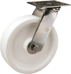 Hamilton - 8" Diam x 2" Wide x 9-1/2" OAH Top Plate Mount Swivel Caster - Polyolefin, 800 Lb Capacity, Delrin Bearing, 3-3/4 x 4-1/2" Plate - Exact Tooling