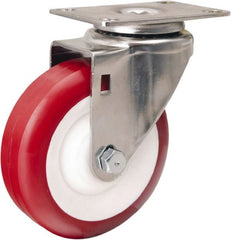 Hamilton - 4" Diam x 1-3/8" Wide x 5-1/8" OAH Top Plate Mount Swivel Caster - Polyurethane Mold on Polypropylene, 325 Lb Capacity, Delrin Bearing, 2-3/8 x 3-5/8" Plate - Exact Tooling