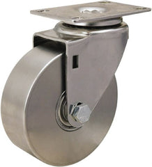 Hamilton - 4" Diam x 1-3/8" Wide x 5-1/8" OAH Top Plate Mount Swivel Caster - Forged Steel, 325 Lb Capacity, Delrin Bearing, 2-3/8 x 3-5/8" Plate - Exact Tooling