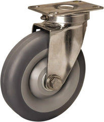 Hamilton - 5" Diam x 1-3/8" Wide x 6-1/4" OAH Top Plate Mount Swivel Caster - Rubber Mold on Polyolefin, 275 Lb Capacity, Delrin Bearing, 2-3/8 x 3-5/8" Plate - Exact Tooling