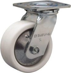 Hamilton - 5" Diam x 2" Wide x 6-1/2" OAH Top Plate Mount Swivel Caster - Polyolefin, 650 Lb Capacity, Delrin Bearing, 4 x 4-1/2" Plate - Exact Tooling