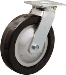 Hamilton - 8" Diam x 2" Wide x 9-1/2" OAH Top Plate Mount Swivel Caster - Phenolic, 1,250 Lb Capacity, Straight Roller Bearing, 4 x 4-1/2" Plate - Exact Tooling