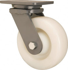 Hamilton - 6" Diam x 2" Wide x 7-1/2" OAH Top Plate Mount Swivel Caster - Nylon, Sealed Precision Ball Bearing, 4 x 5" Plate - Exact Tooling