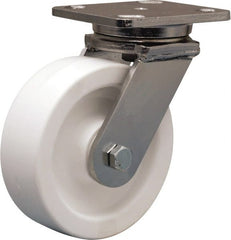 Hamilton - 6" Diam x 2" Wide x 7-1/2" OAH Top Plate Mount Swivel Caster - Polyolefin, 750 Lb Capacity, Delrin Bearing, 4 x 5" Plate - Exact Tooling