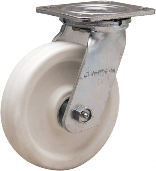 Hamilton - 6" Diam x 1-1/2" Wide x 7-1/2" OAH Top Plate Mount Swivel Caster - Polyolefin, 550 Lb Capacity, Delrin Bearing, 4 x 4-1/2" Plate - Exact Tooling