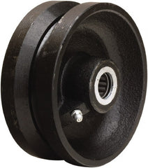 Hamilton - 5 Inch Diameter x 2 Inch Wide, Cast Iron Caster Wheel - 800 Lb. Capacity, 2-3/16 Inch Hub Length, 3/4 Inch Axle Diameter, Straight Roller Bearing - Exact Tooling