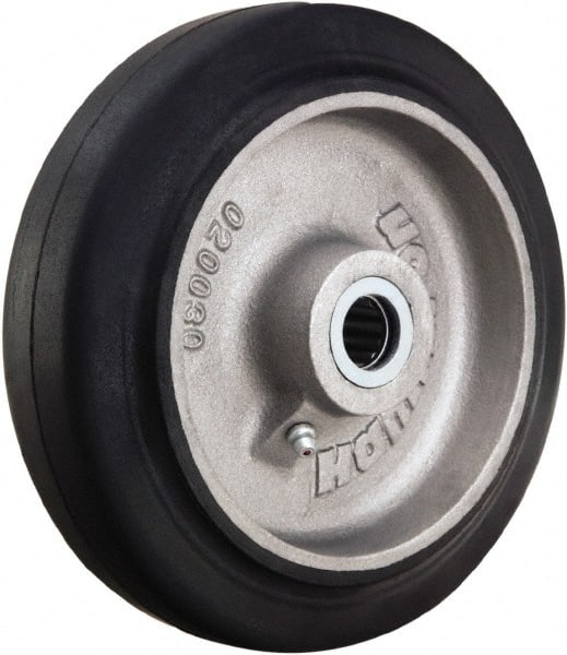Hamilton - 8 Inch Diameter x 2 Inch Wide, Rubber on Aluminum Caster Wheel - 500 Lb. Capacity, 2-1/4 Inch Hub Length, 5/8 Inch Axle Diameter, Straight Roller Bearing - Exact Tooling