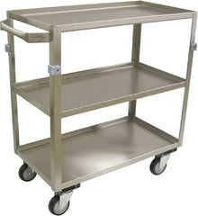 Jamco - 600 Lb Capacity, 30" Wide x 16" Long x 34" High Shelf Cart - 3 Shelf, Stainless Steel, 4 Swivel Casters - Exact Tooling