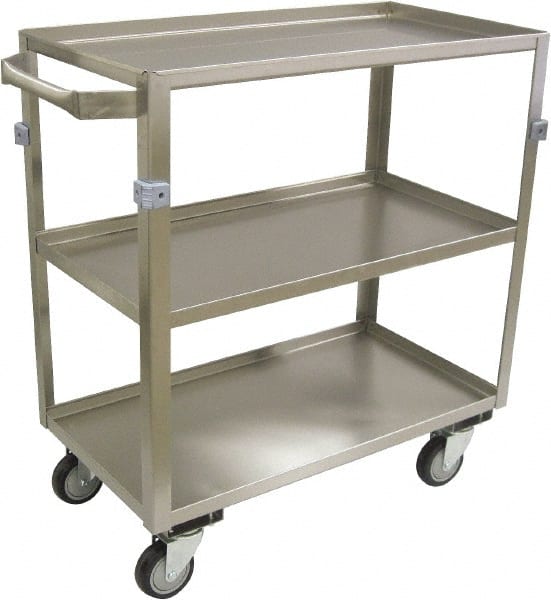 Jamco - 600 Lb Capacity, 36" Wide x 22" Long x 34" High Shelf Cart - 3 Shelf, Stainless Steel, 4 Swivel Casters - Exact Tooling