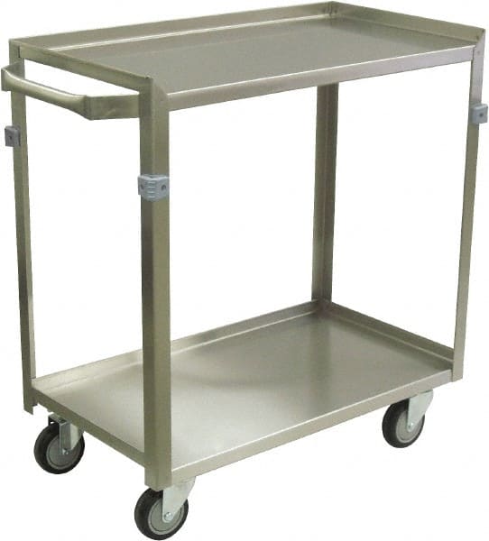 Jamco - 600 Lb Capacity, 30" Wide x 16" Long x 34" High Shelf Cart - 2 Shelf, Stainless Steel, 4 Swivel Casters - Exact Tooling