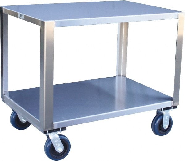 Jamco - 1,800 Lb Capacity, 48" Wide x 24" Long x 31" High Transport Cart - 2 Shelf, Stainless Steel, 2 Rigid/2 Swivel Casters - Exact Tooling