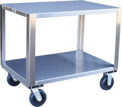 Jamco - 1,800 Lb Capacity, 48" Wide x 24" Long x 31" High Transport Cart - 2 Shelf, Stainless Steel, 2 Rigid/2 Swivel Casters - Exact Tooling