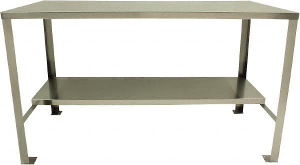 Jamco - 48 Wide x 24" Deep x 35" High, 14 Gauge Stainless Steel Workbench - 14 Gauge Stainless Steel Top, Angle Legs, Stainless - Exact Tooling