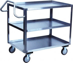 Jamco - 1,200 Lb Capacity, 48" Wide x 30" Long x 35" High Shelf Cart - 3 Shelf, Stainless Steel, 2 Rigid/2 Swivel Casters - Exact Tooling