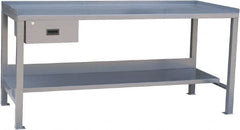 Jamco - 60 Wide x 30" Deep x 34" High, 12 Gauge Steel Heavy-Duty Workbench with Drawer - 12 Gauge Steel Top, Fixed Legs, Gray - Exact Tooling