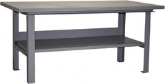 Jamco - 60 Wide x 36" Deep x 34" High, 12 Gauge Steel Work Table - 12 Gauge Steel Top, Fixed Legs, Gray - Exact Tooling