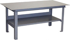 Jamco - 60 Wide x 36" Deep x 34" High, 12 Gauge Steel Work Table - 12 Gauge Steel Top, Fixed Legs, Gray - Exact Tooling