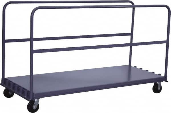 Jamco - 2,000 Lb Capacity Adjustable Sheet & Panel Truck - Steel Deck, 24" OAW, 9" Platform Height, Phenolic Casters - Exact Tooling