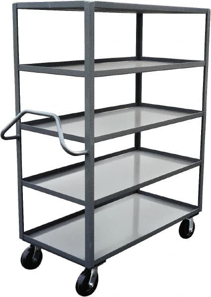 Jamco - 3,000 Lb Capacity, 5 Shelf, Steel Stock Truck - 24" Long x 48" Wide x 68" High, 6" Diam Phenolic Wheels - Exact Tooling