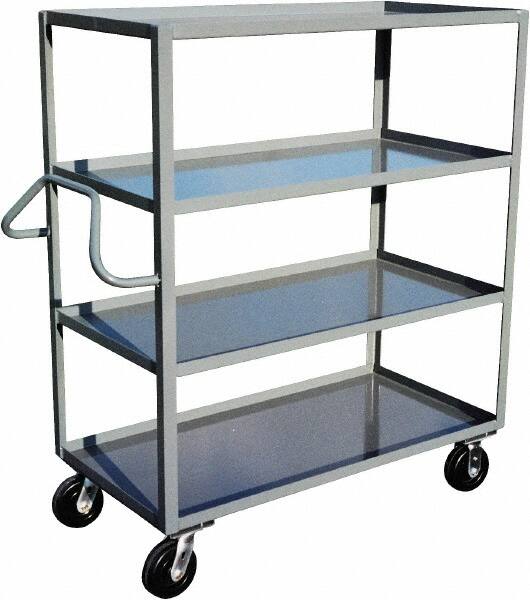 Jamco - 3,000 Lb Capacity, 4 Shelf, Steel Stock Truck - 24" Long x 36" Wide x 60" High, 6" Diam Phenolic Wheels - Exact Tooling