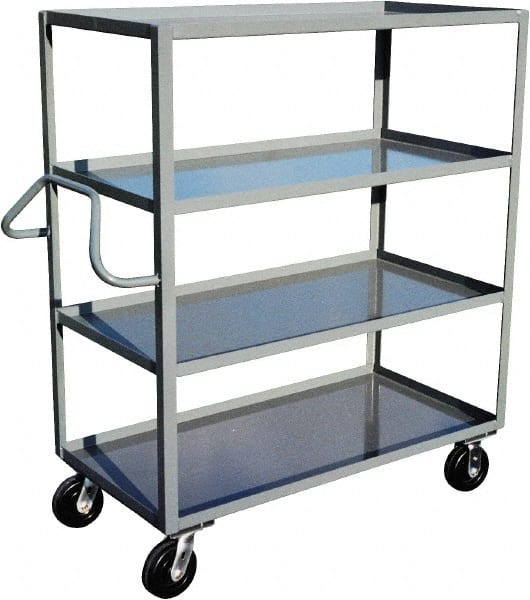 Jamco - 3,000 Lb Capacity, 4 Shelf, Steel Stock Truck - 30" Long x 60" Wide x 60" High, 6" Diam Phenolic Wheels - Exact Tooling