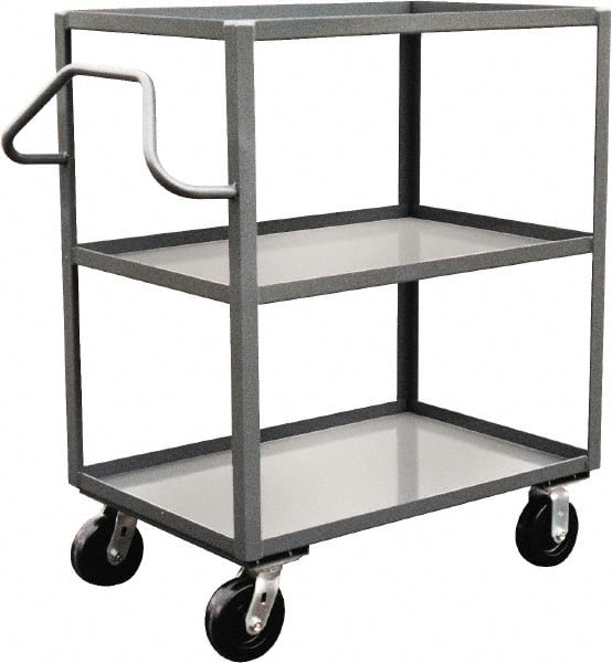 Jamco - 3,000 Lb Capacity, 3 Shelf, Steel Stock Truck - 36" Long x 24" Wide x 48" High, 6" Diam Phenolic Wheels - Exact Tooling