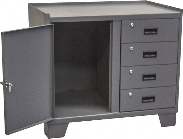 Jamco - Locking Storage Cabinet - Steel, 36" Wide x 24" Deep x 33" High, Gray - Exact Tooling