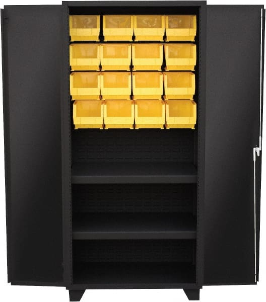 Jamco - 2 Shelf 16 Bin Storage Cabinet - Steel, 36" Wide x 24" Deep x 78" High, Black - Exact Tooling