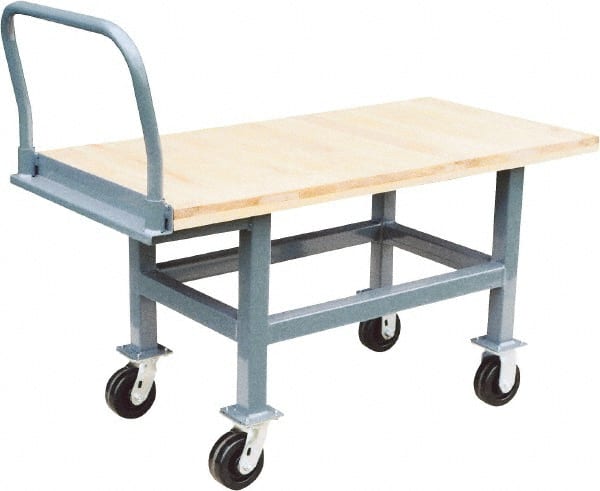 Jamco - 2,000 Lb Capacity Platform Truck - Hardwood Deck, 24" OAW, 26" Platform Height, Phenolic Casters - Exact Tooling