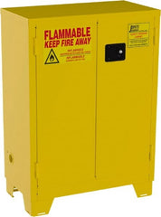 Jamco - 2 Door, 2 Shelf, Yellow Steel Double Wall Safety Cabinet for Flammable and Combustible Liquids - 49" High x 18" Wide x 34" Deep, Self Closing Door, 3 Point Key Lock, 28 Gal Capacity - Exact Tooling