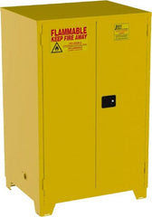 Jamco - 2 Door, 2 Shelf, Yellow Steel Double Wall Safety Cabinet for Flammable and Combustible Liquids - 70" High x 34" Wide x 43" Deep, Manual Closing Door, 3 Point Key Lock, 90 Gal Capacity - Exact Tooling