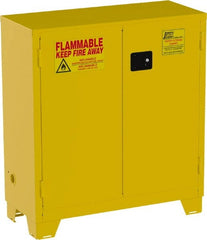 Jamco - 2 Door, 1 Shelf, Yellow Steel Double Wall Safety Cabinet for Flammable and Combustible Liquids - 49" High x 18" Wide x 43" Deep, Manual Closing Door, 3 Point Key Lock, 30 Gal Capacity - Exact Tooling