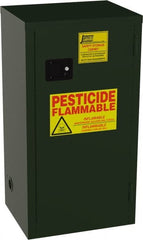 Jamco - 1 Door, 2 Shelf, Green Steel Double Wall Safety Cabinet for Flammable and Combustible Liquids - 44" High x 18" Wide x 23" Deep, Manual Closing Door, 3 Point Key Lock, 18 Gal Capacity - Exact Tooling