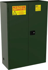 Jamco - 2 Door, 2 Shelf, Green Steel Double Wall Safety Cabinet for Flammable and Combustible Liquids - 44" High x 18" Wide x 43" Deep, Self Closing Door, 3 Point Key Lock, 45 Gal Capacity - Exact Tooling