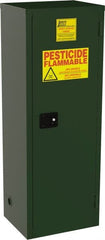 Jamco - 1 Door, 3 Shelf, Green Steel Double Wall Safety Cabinet for Flammable and Combustible Liquids - 65" High x 18" Wide x 23" Deep, Self Closing Door, 3 Point Key Lock, 24 Gal Capacity - Exact Tooling