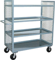 Jamco - 3,000 Lb Capacity, 4 Shelf, 2-Sided Steel Mesh Stock Truck - 30" Long x 48" Wide x 57" High, 6" Diam Phenolic Wheels - Exact Tooling