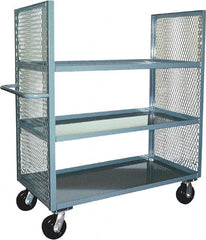 Jamco - 3,000 Lb Capacity, 3 Shelf, 2-Sided Steel Mesh Stock Truck - 24" Long x 36" Wide x 57" High, 6" Diam Phenolic Wheels - Exact Tooling