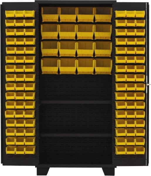 Jamco - 2 Shelf 112 Bin Storage Cabinet - Steel, 36" Wide x 24" Deep x 78" High, Black - Exact Tooling