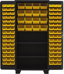 Jamco - 2 Shelf 112 Bin Storage Cabinet - Steel, 36" Wide x 24" Deep x 78" High, Black - Exact Tooling