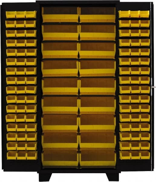 Jamco - 114 Bin Storage Cabinet - Steel, 36" Wide x 24" Deep x 78" High, Black - Exact Tooling
