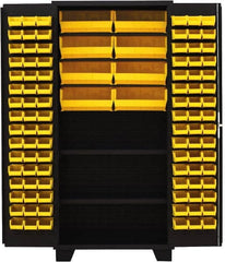 Jamco - 2 Shelf 104 Bin Storage Cabinet - Steel, 36" Wide x 24" Deep x 78" High, Black - Exact Tooling