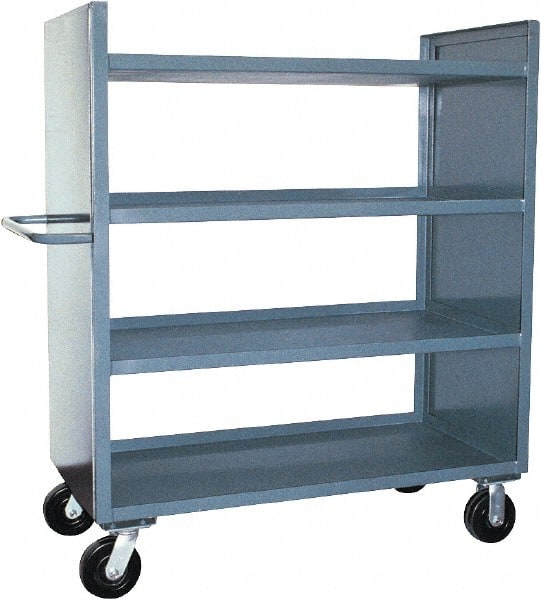 Jamco - 3,000 Lb Capacity, 4 Shelf, 2-Sided Steel Shelf Truck - 30" Long x 60" Wide x 57" High, 6" Diam Phenolic Wheels - Exact Tooling