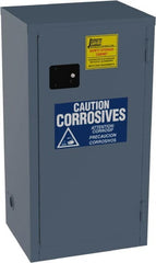 Jamco - 1 Door, 2 Shelf, Blue Steel Double Wall Safety Cabinet for Flammable and Combustible Liquids - 44" High x 18" Wide x 23" Deep, Manual Closing Door, 3 Point Key Lock, 18 Gal Capacity - Exact Tooling